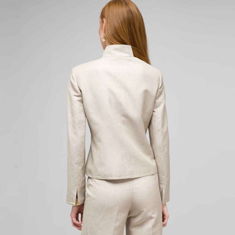 ウォッシャブルリネン 2 ポケットジャケット, ストーン & ホワイト, large image number 1