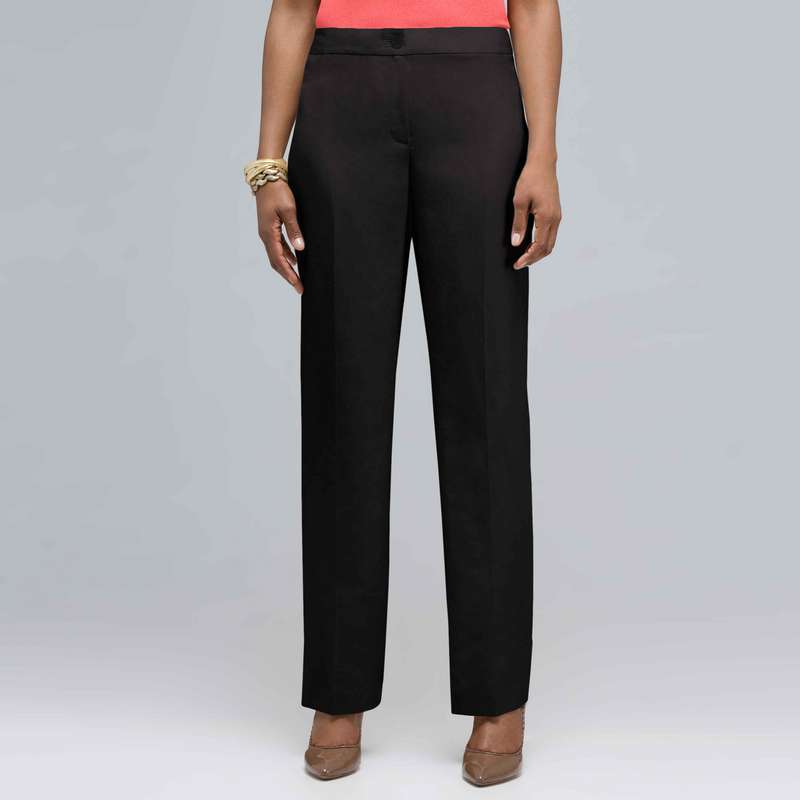 ウォッシャブルリネンスリムパンツ, ブラック, large image number 0