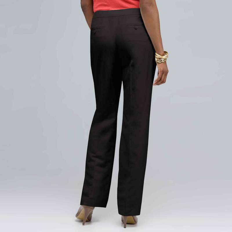 ウォッシャブルリネンスリムパンツ, ブラック, large image number 1